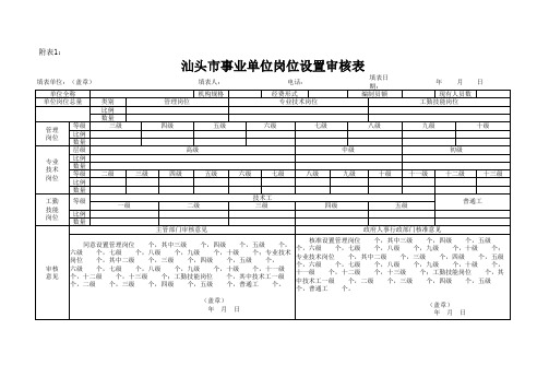 汕头市事业单位岗位设置审核表