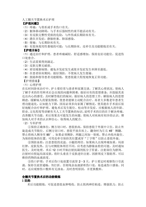 髋关节置换术后护理查房记录及健康教育