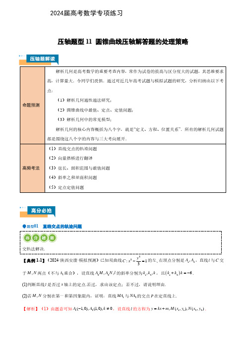 2024届高考数学专项练习压轴题型11 圆锥曲线压轴解答题的处理策略(解析版)