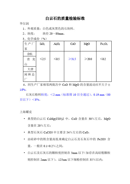 白云石的质量检验标准