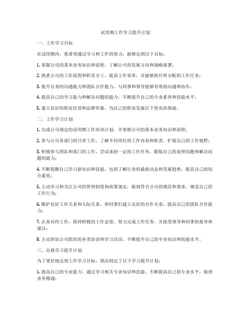 试用期工作学习提升计划