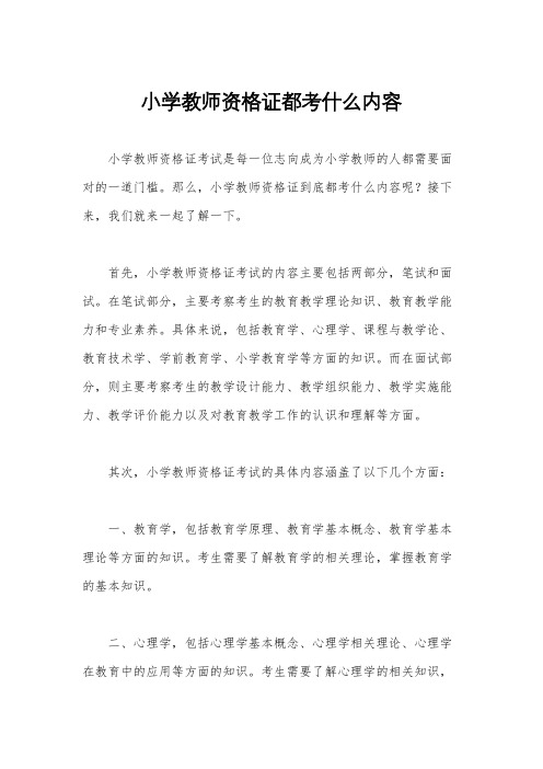 小学教师资格证都考什么内容