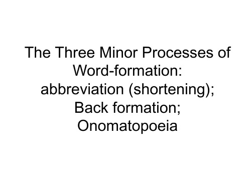 English Lexicology chapter  3英语词汇学