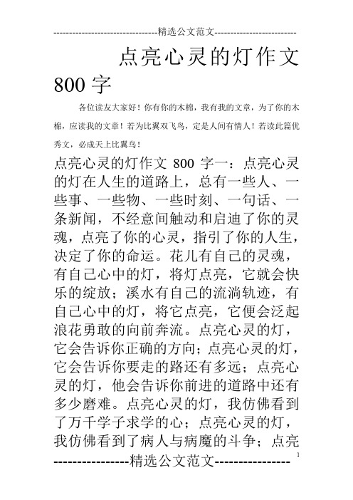 点亮心灵的灯作文800字