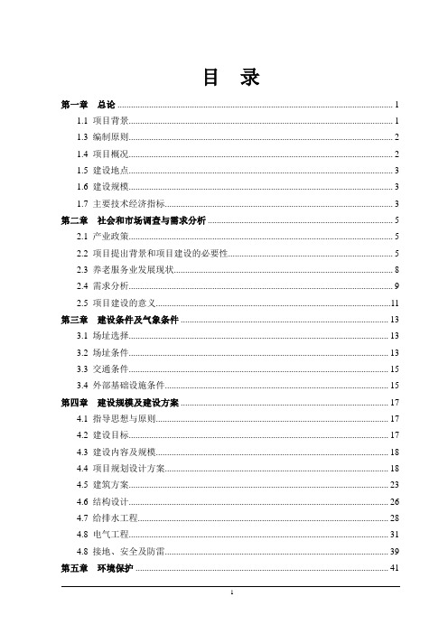 某县夕阳医养老年公寓项目可行性研究报告