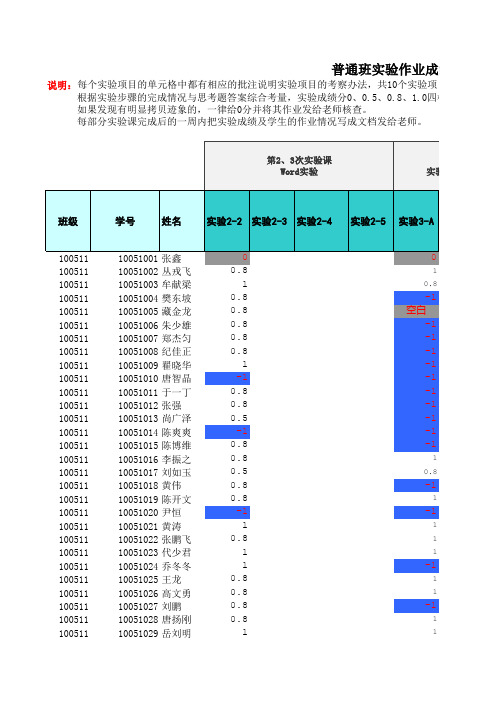 实验成绩记录单chs