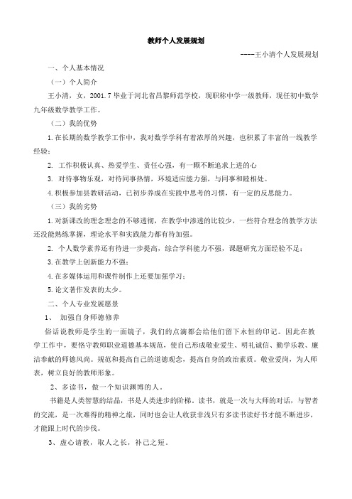 教师个人专业化发展规划