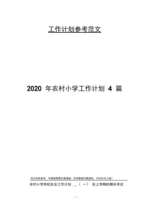 2020年农村小学工作计划4篇