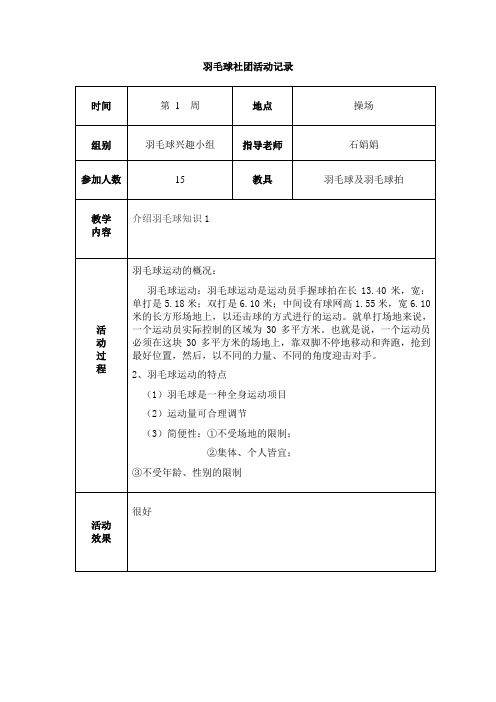 羽毛球社团活动记录