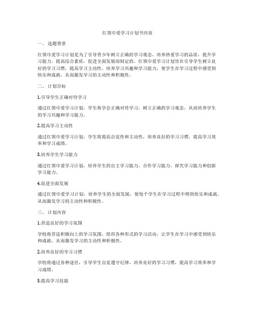 红领巾爱学习计划书内容