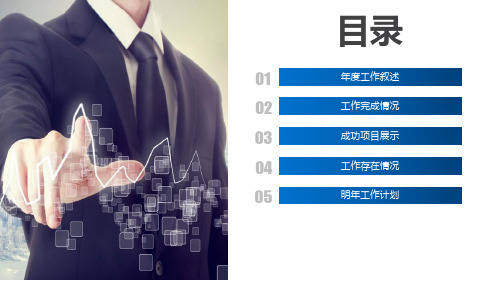 高端蓝色工作总结计划汇报PPT模板