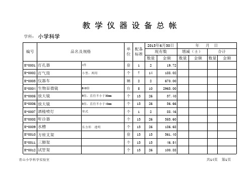 教学仪器设备总帐