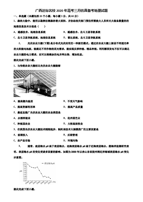 广西达标名校2020年高考三月仿真备考地理试题含解析