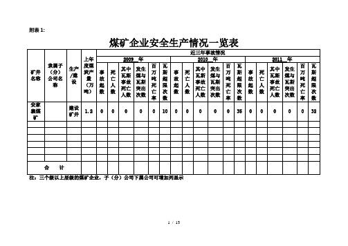 纳雍县安家寨煤矿瓦斯治理能力评估表格框架