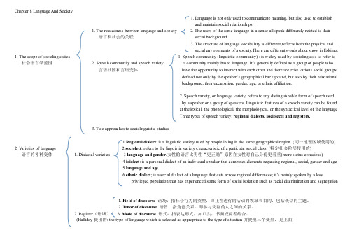 自考本科英语语言学Chapter8LanguageAndSociety