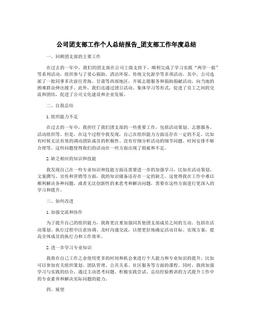 公司团支部工作个人总结报告_团支部工作年度总结