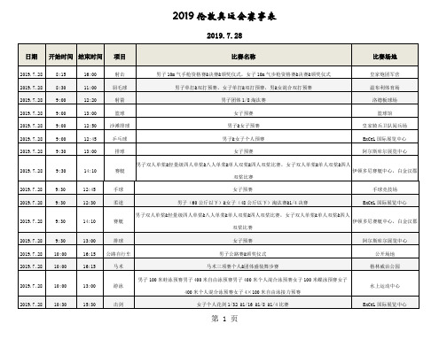 2019年伦敦奥运会完整赛事安排表34页word文档