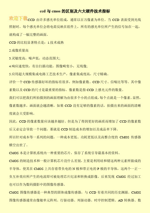 ccd与cmos的区别及六大硬件技术指标