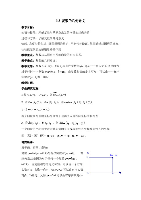 苏教版高中数学选修2-2《复数的几何意义》教案2