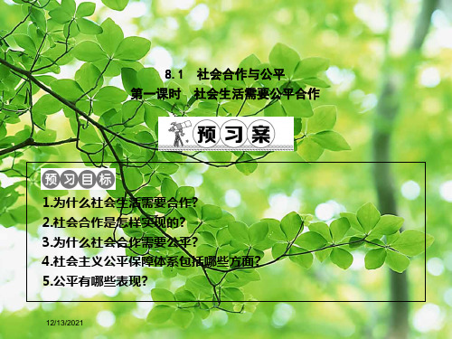 八年级政治 第八单元 我们的社会责任 8.1 社会与公平(第1课时 社会生活需要公平)