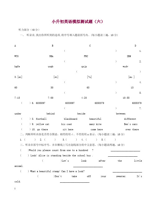 广州版小升初英语冲刺测试题(六).doc