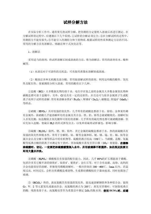 试样分解方法