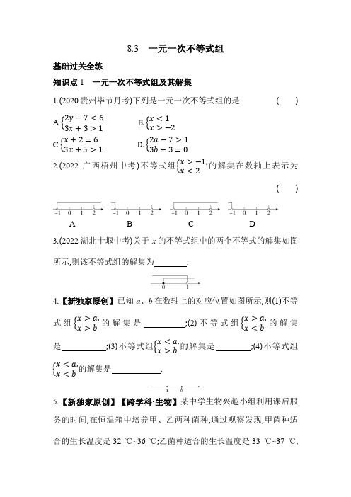 8.3 一元一次不等式组 华东师大版数学七年级下册同步练习(含解析)