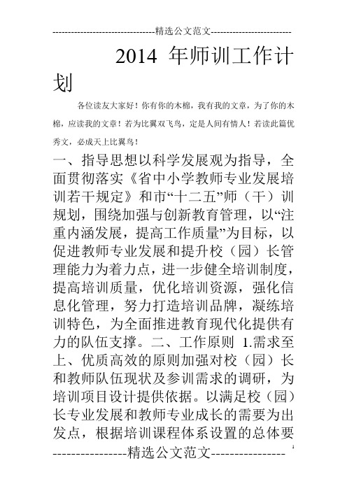 2014年师训工作计划_0