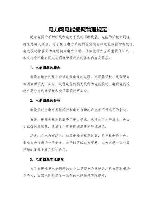 电力网电能损耗管理规定