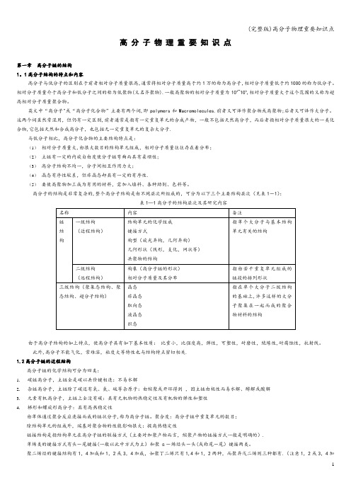 (完整版)高分子物理重要知识点