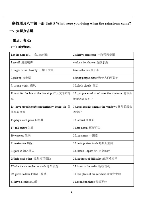 寒假预习讲义Unit+5+2023-2024学年人教版英语八年级下册+