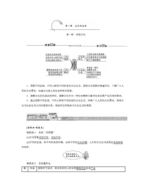 人教版高中政治必修三第1课第1框《文化与社会》word教案