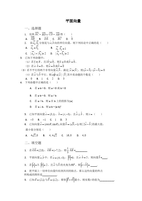 苏教版高中数学必修四第二章平面向量习题