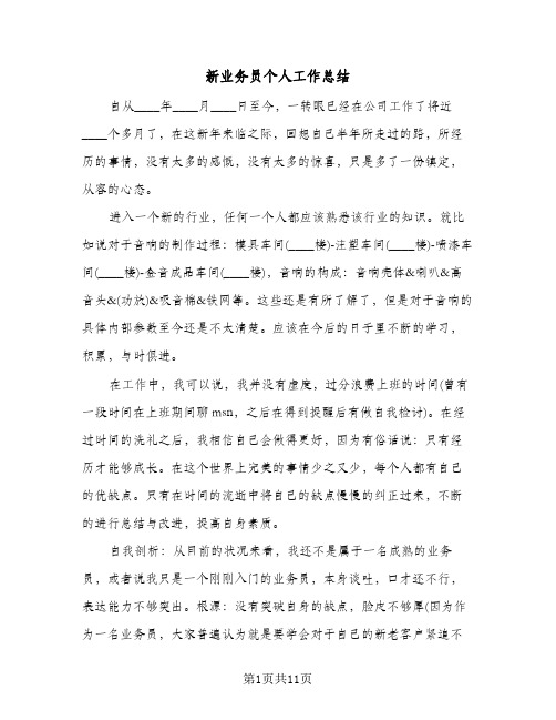 新业务员个人工作总结(4篇)