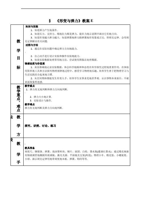 4.2《形变与弹力》优秀导学案E(鲁科版必修1)