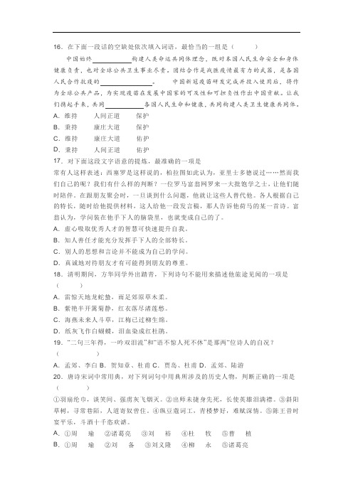 高考模拟语言文字运用练习一则及答案