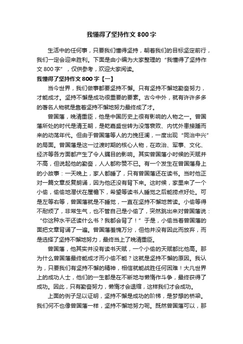 我懂得了坚持作文800字