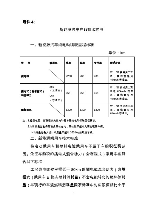 新能源汽车产品技术标准