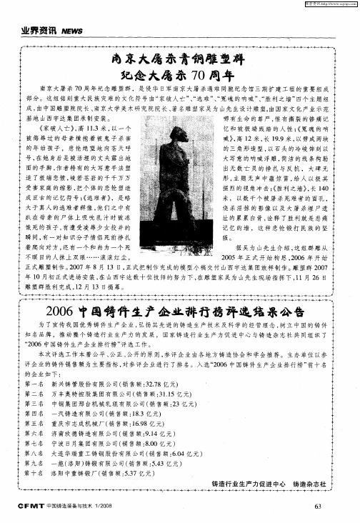 2006中国铸件生产企业排行榜评选结果公告