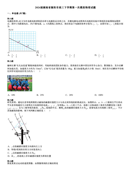 2024届湖南省衡阳市高三下学期第一次模拟物理试题