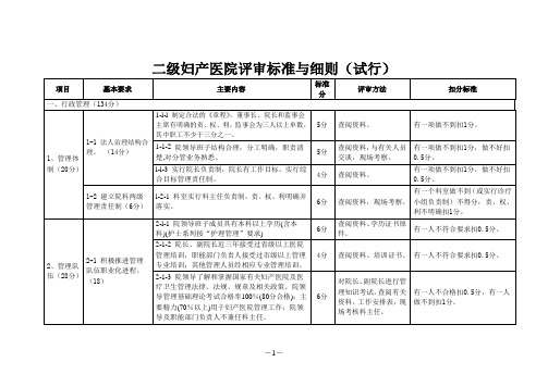 二级妇产医院评审标准资料