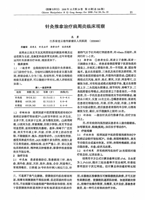 针灸推拿治疗肩周炎临床观察