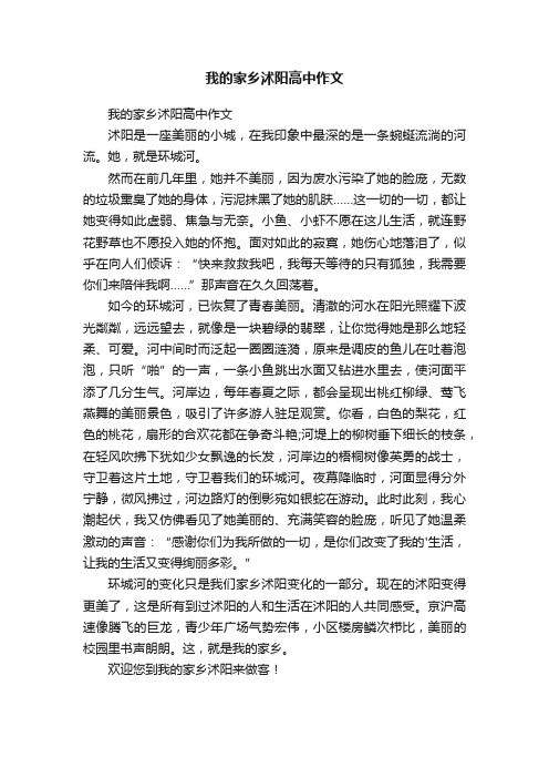 我的家乡沭阳高中作文