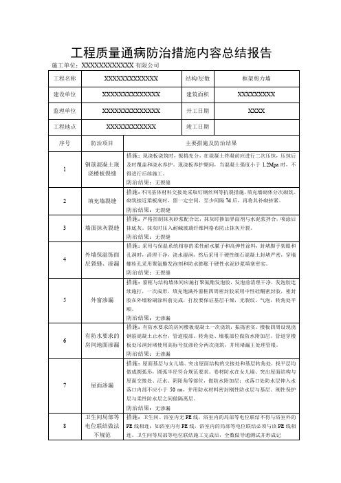 工程质量通病防治措施专题总结