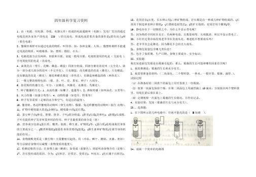 四年级下册科学复习资料8K打印