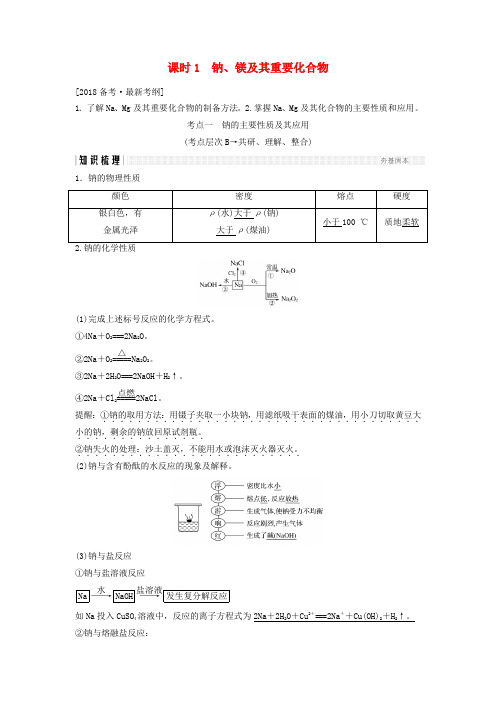 2018版高考化学总复习 钠、镁及其重要化合物教学案 苏教版