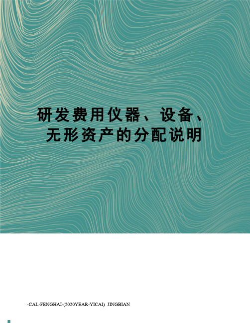 研发费用仪器、设备、无形资产的分配说明