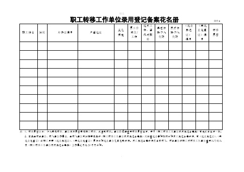 职工转移工作单位录用登记备案表和花名册