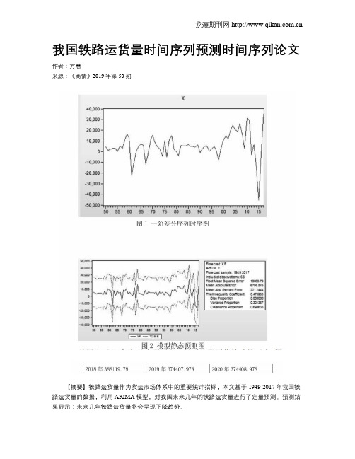 我国铁路运货量时间序列预测时间序列论文