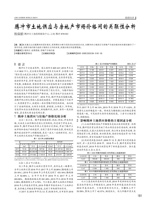 腾冲市土地供应与房地产市场价格间的关联性分析